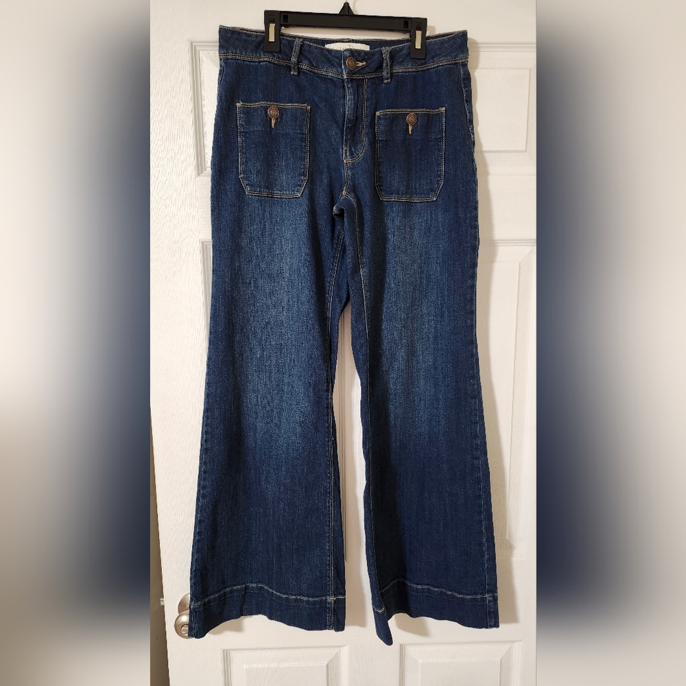 Blue Denim Wide-Leg Jeans